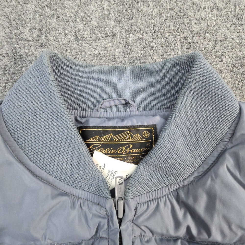 90s Eddie Bauer Puffer Vest Mens XL Gray Blue‎ Goose Down Quilted Y2K Grunge Vtg - Picture 6 of 10
